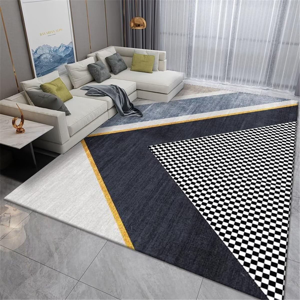 Tapis de chambre de 140x200cm moderne gris-bleu pour ado et enfant