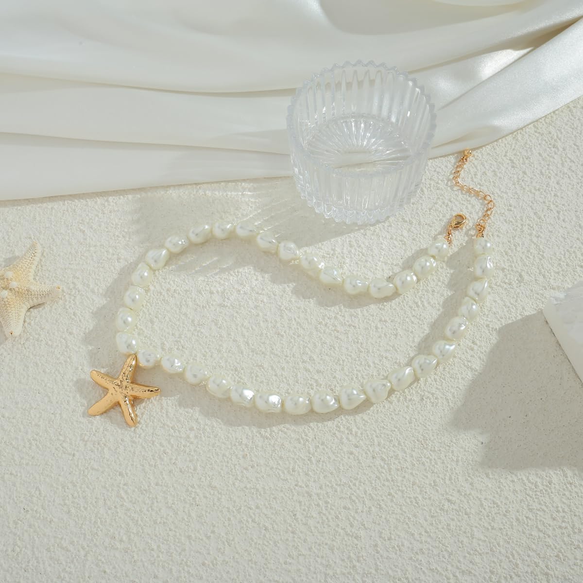 Delicate Starfish Pendant Necklace, Gold and Silver Tone Twisted Chain Beach Jewelry for Women - Summer Ocean Inspired Adjustable Necklace - Image 5
