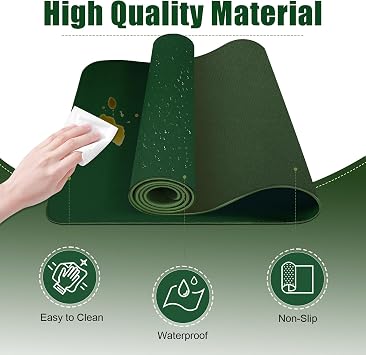 Leather Desk Pad Protector, Desk Mat, Large Mouse Pad, Non-Slip Desk Blotter, Office Laptop Desk Pad, PU Leather Desk Writing Pad for Office and Home (Blackish Green, 31.5 x 15.7)