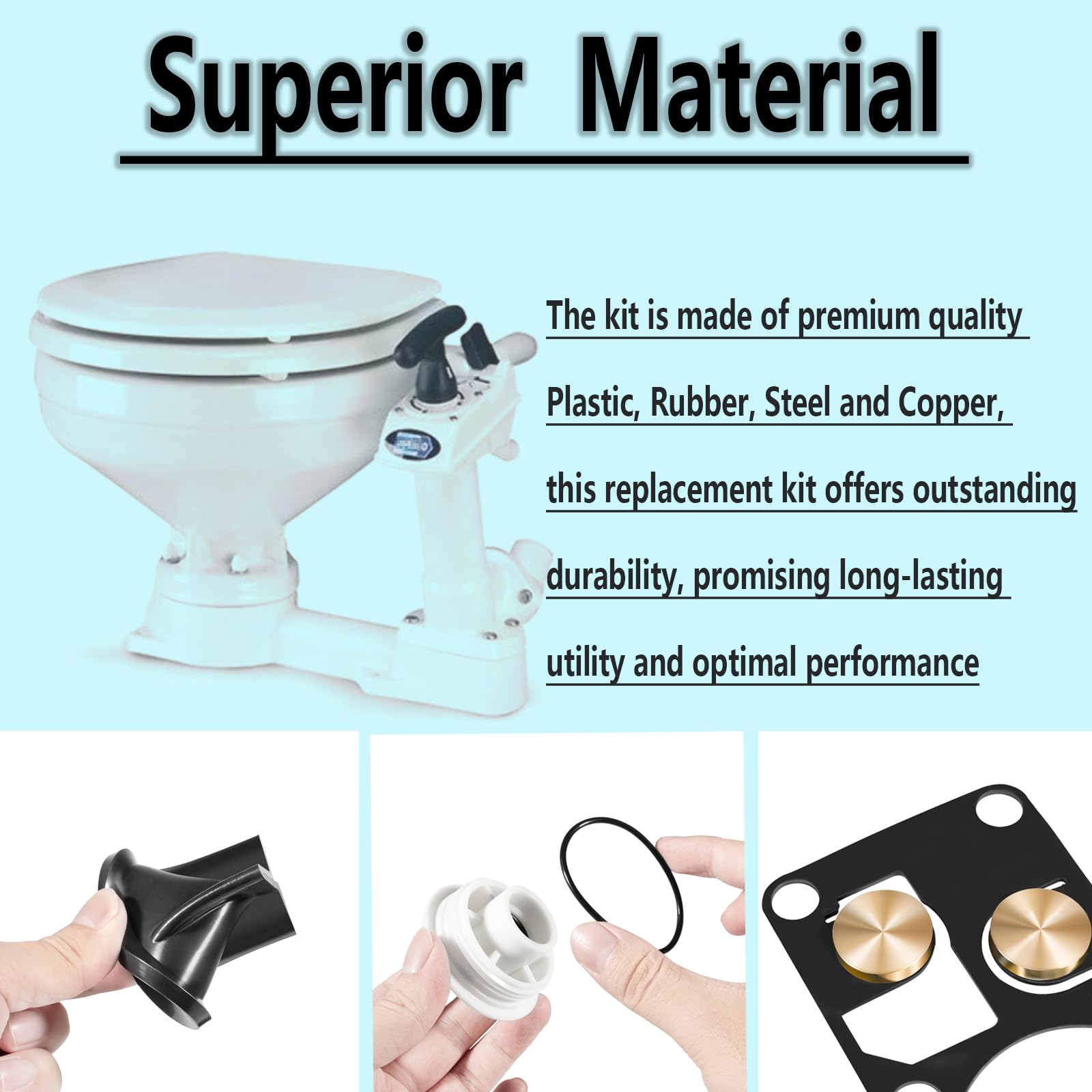 Bonbo 29045 compatible avec les kits d'entretien de toilettes manuels Jabsco Twist N Lock Marine 2008-2023