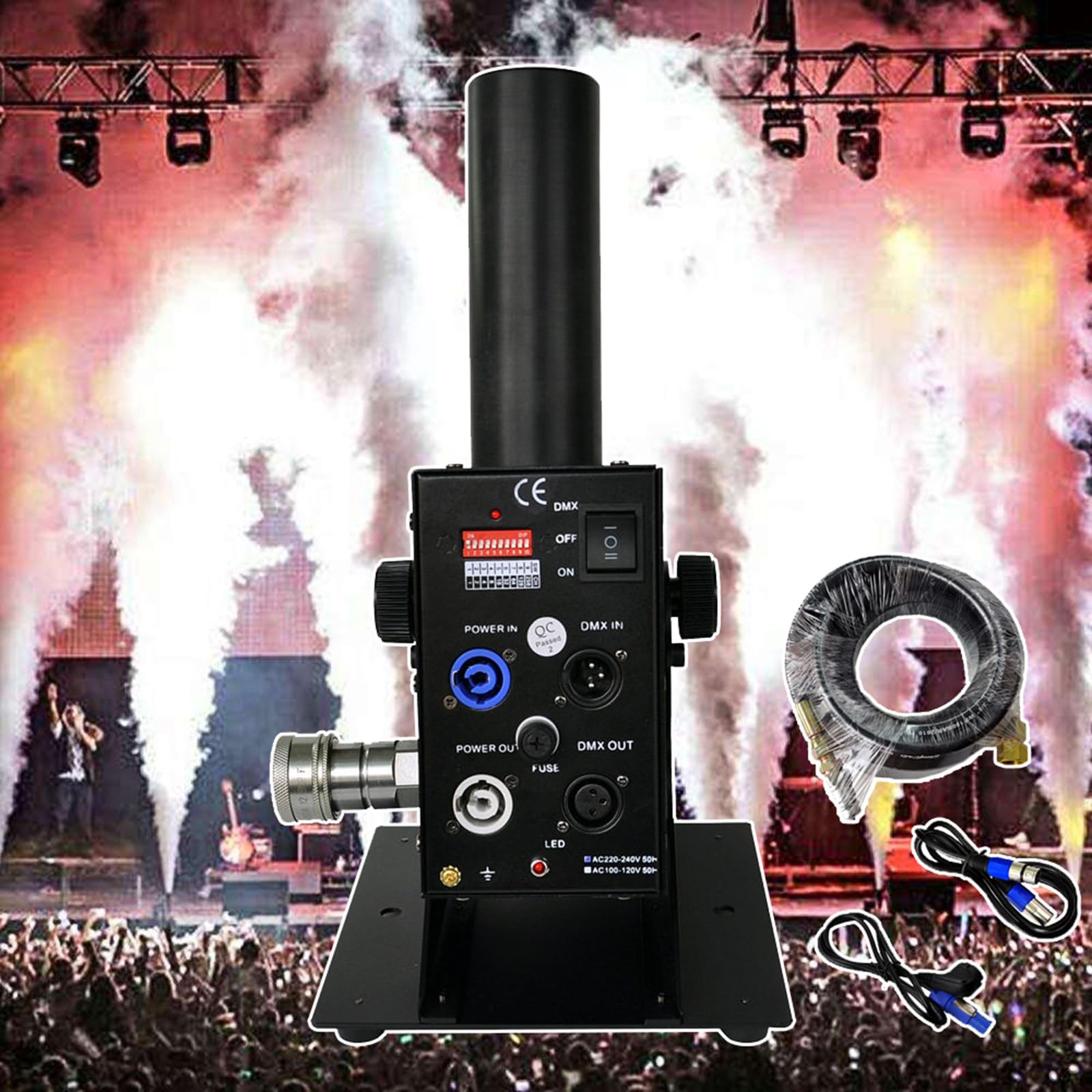 Maszyna Jet CO2 200W, Armata Mgły CO2, Maszyna Dymu Kolumna Powietrza CO2 z Wężem 6 Metrów, Wysokość Strumienia 8-10 Metrów, na Pokaz Scenę Klub Wesele Imprezę Event Dyskotekę