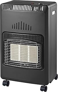 HOME It® Gasofen für Innenräume – Gasheizstrahler 4,2 kW mit 3 Heizstufen, Piezo-Zündung & ODS-Sensor – Für Gasflaschen bis 11 kg, CE/KIWA geprüft, mobil mit Rollen – Koksgrau/Chrom