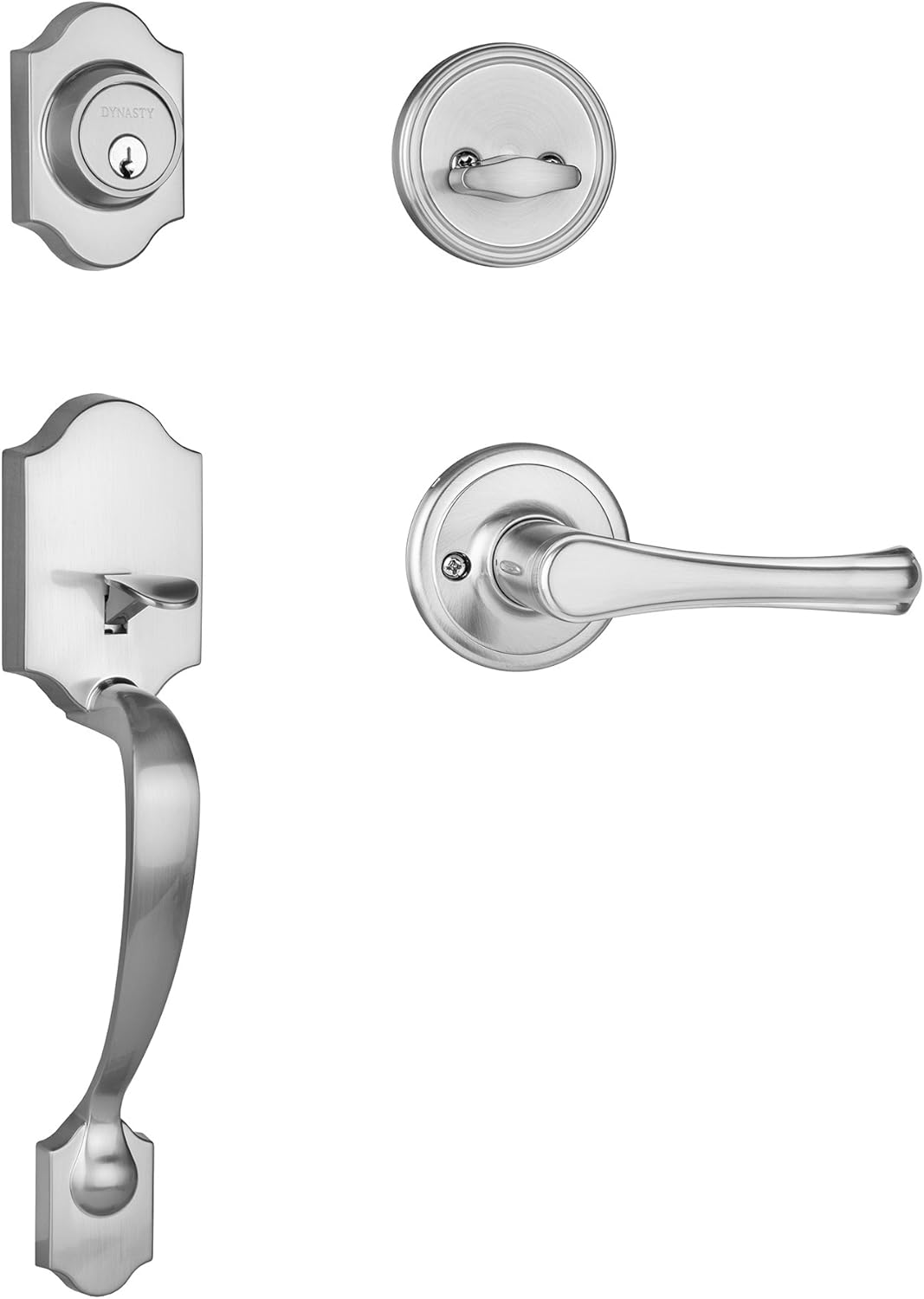 Dynasty Hardware DEN-VAI-100-US15 Denver Front Door Handleset, Satin Nickel with Vail Lever
