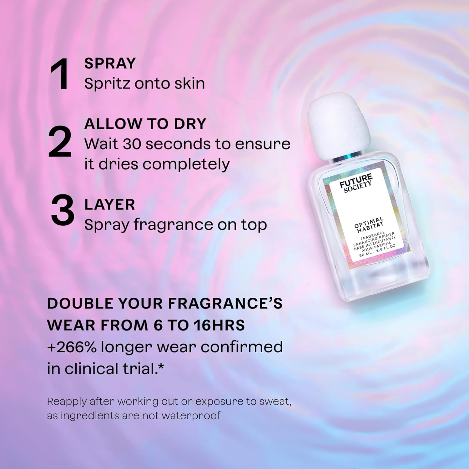 Future Society Optimal Habitat Fragrance Enhancing Primer - Luxury Perfume Primer Increases Longevity of Fragrances - Unscented Layering Spray Extends Perfume Wear To 16 Hours - 50ml - Image 4