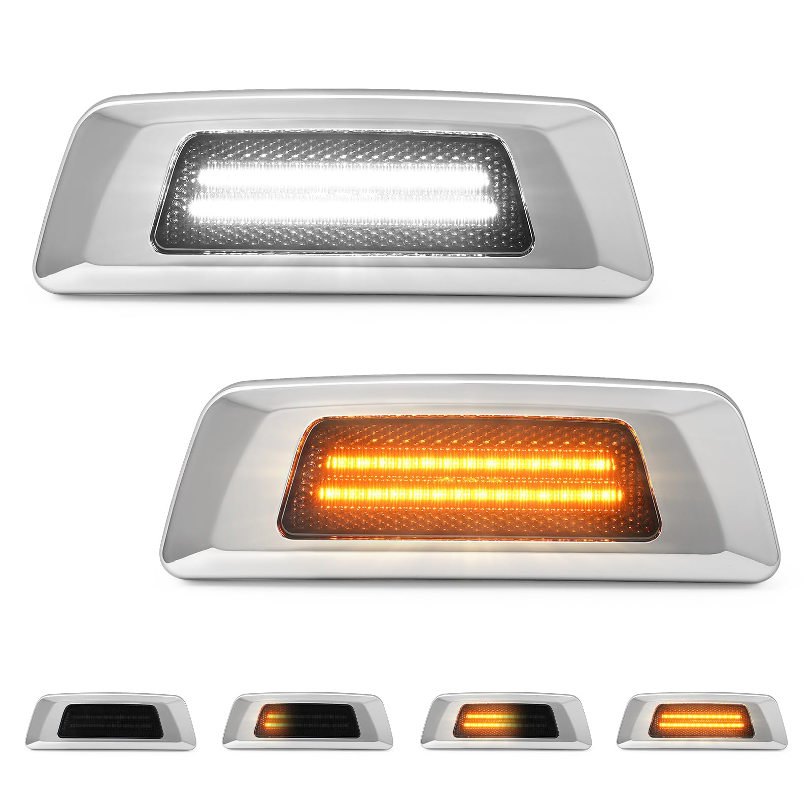 litzland Sequential Amber LED Turn Signal Lights Side Marker Lights Compatible with Kenworth T680 T770 T880 2011-2017 Smoked Lens
