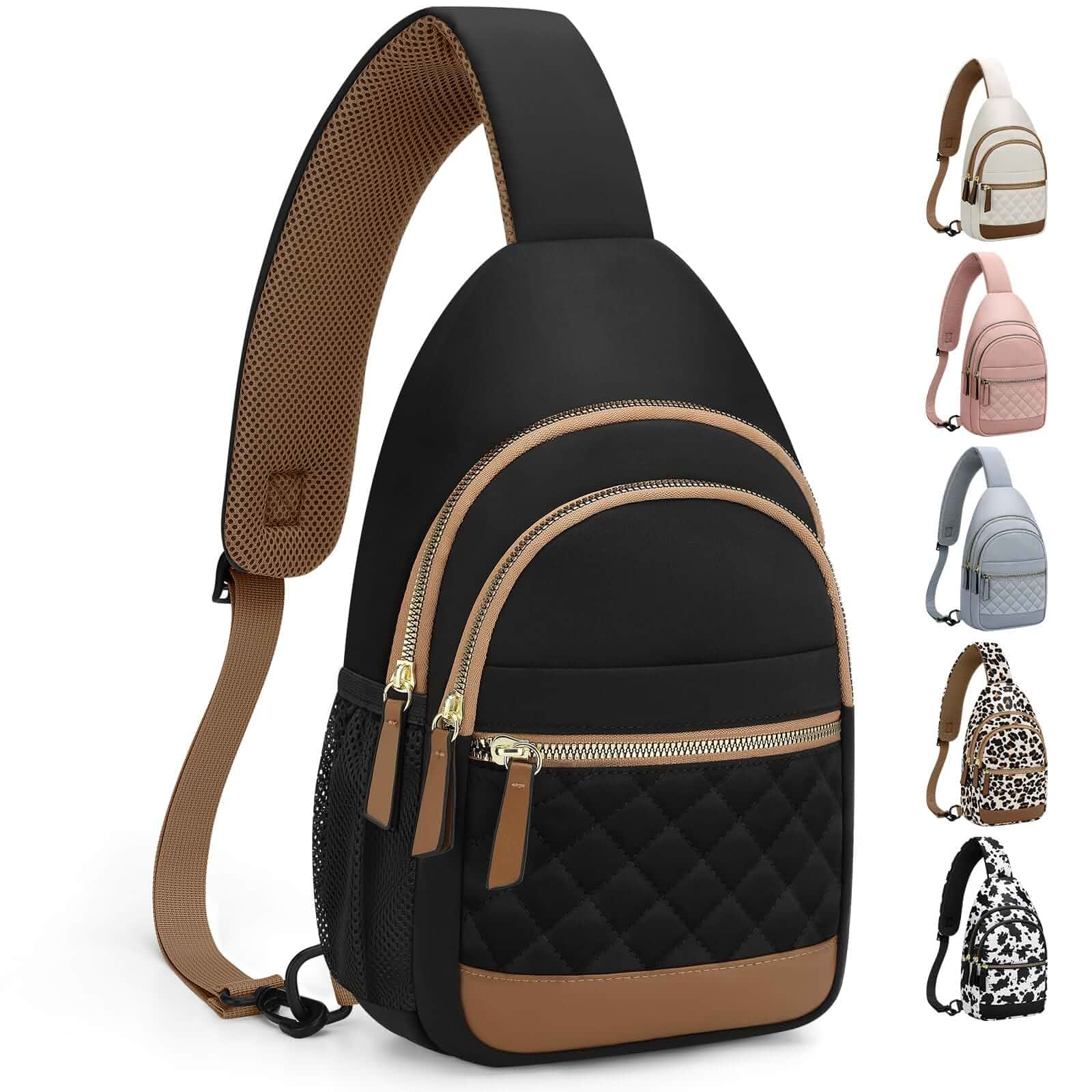 CapoloCrossbody Bags for Women Waterproof Sling Shoulder Bag Fanny Pack Crossbody Bag, Chest Bag, with Convertible Shoulder Strap, Cross Body Bag for Woman, for Travel Hiking Outing (Black,L)
