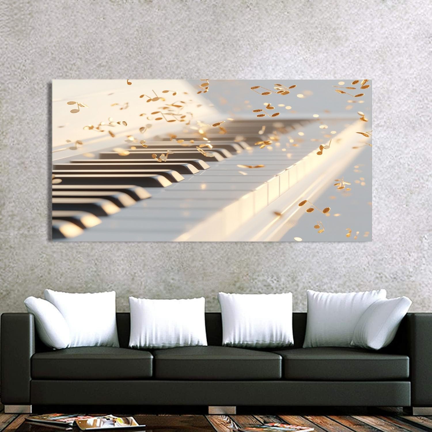 MKBKLI Cuadro abstracto grande de instrumentos de piano, 80 x 160 cm