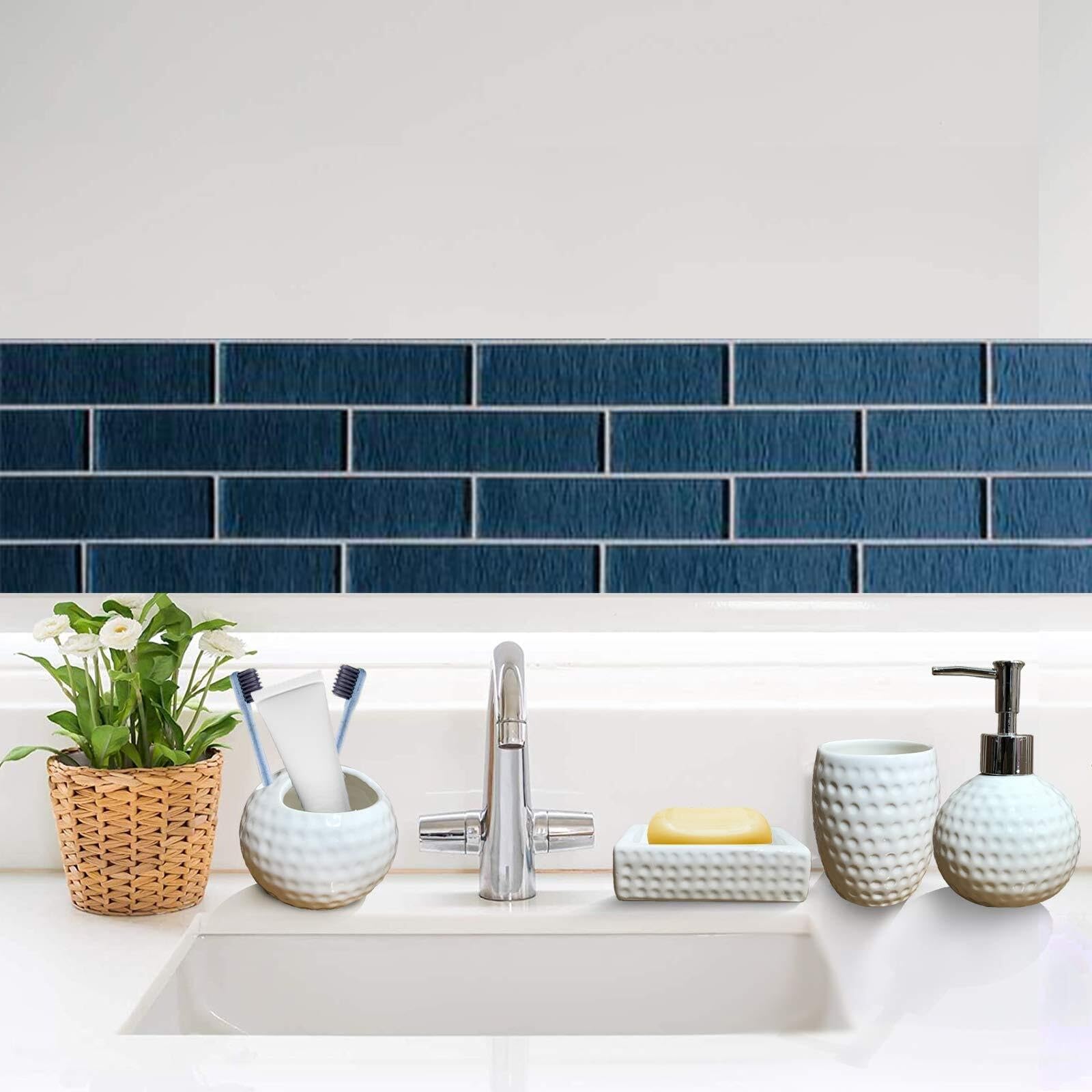 Zestawy łazienkowe Akcesoria 4-częściowy ceramiczny zestaw akcesoriów łazienkowych zawiera dozownik balsamu do mydła, kubek do naczyń i uchwyt na szczoteczkę do zębów, wiktoriański wystrój (Wei)