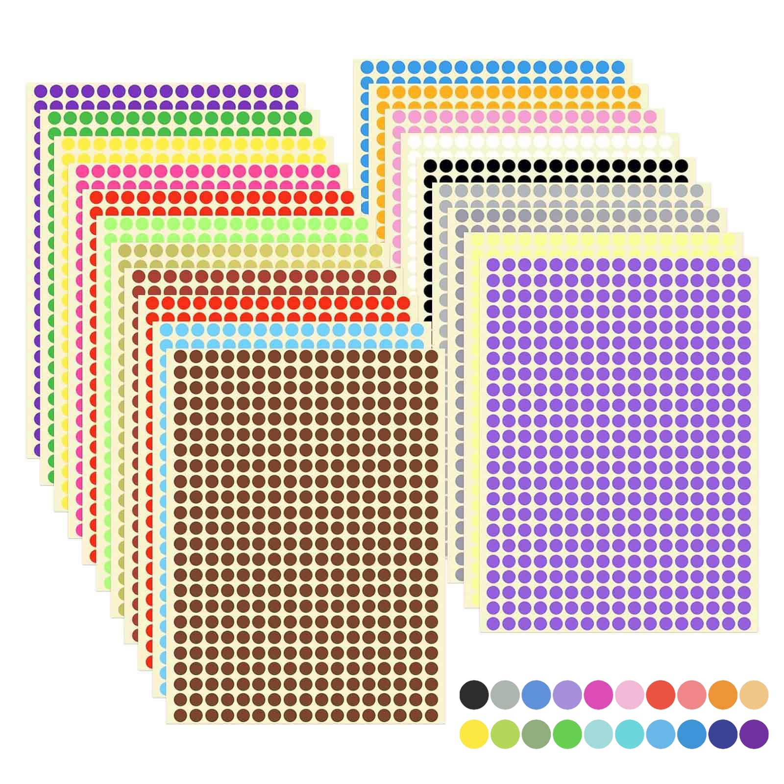 Coloured Dot Stickers,8160 Pcs 6mm Round 20 Assorted Colours Sticky Coloured Dots Round Dot Labels Stickers Self Adhesive Labels for Event Activity Schools Coding DIY Crafts Gift