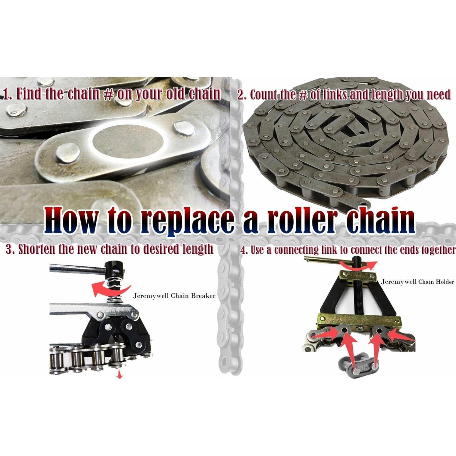 Séparateur de chaîne à rouleaux, brise-chaîne à rouleaux - Outil de dérivation, brise-chaîne à rouleaux pour chaînes à rouleaux 60, 80, 100, 12B, 16B, 20B, C2040, C2042, C2050, C