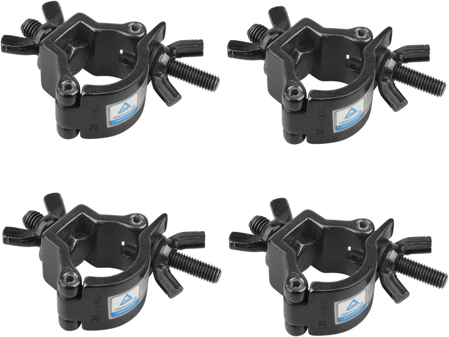 Mini Size Clamp Load 22lb Aluminum Alloy Light Clamp for Projector Par Light Spotlight Work on 20mm OD Tube, TUV Certificated (4 Pcs Black)