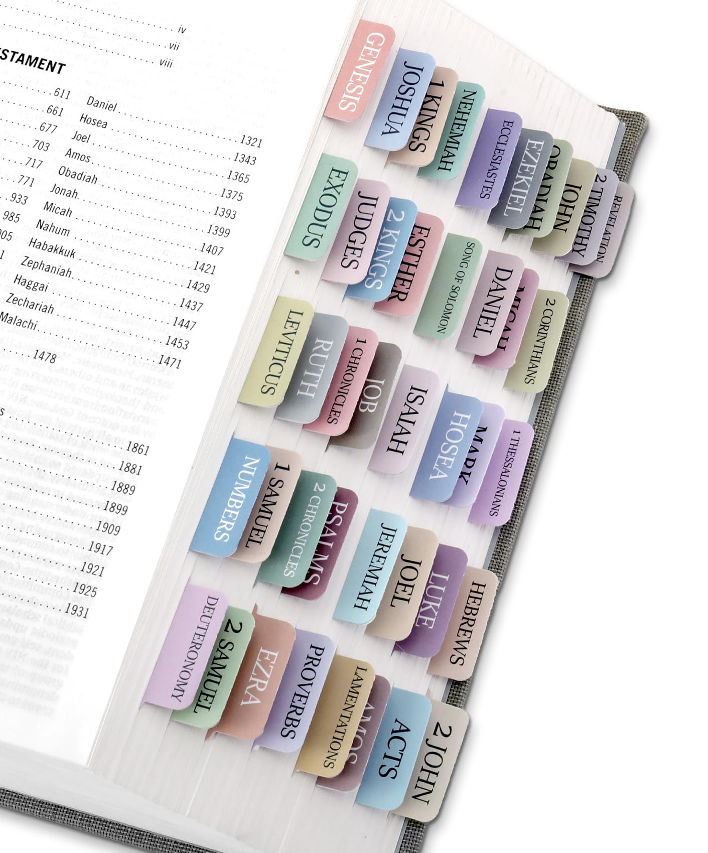 Taja Bible Tabs, 75 Large Print Index Tabs for Women &amp; Men