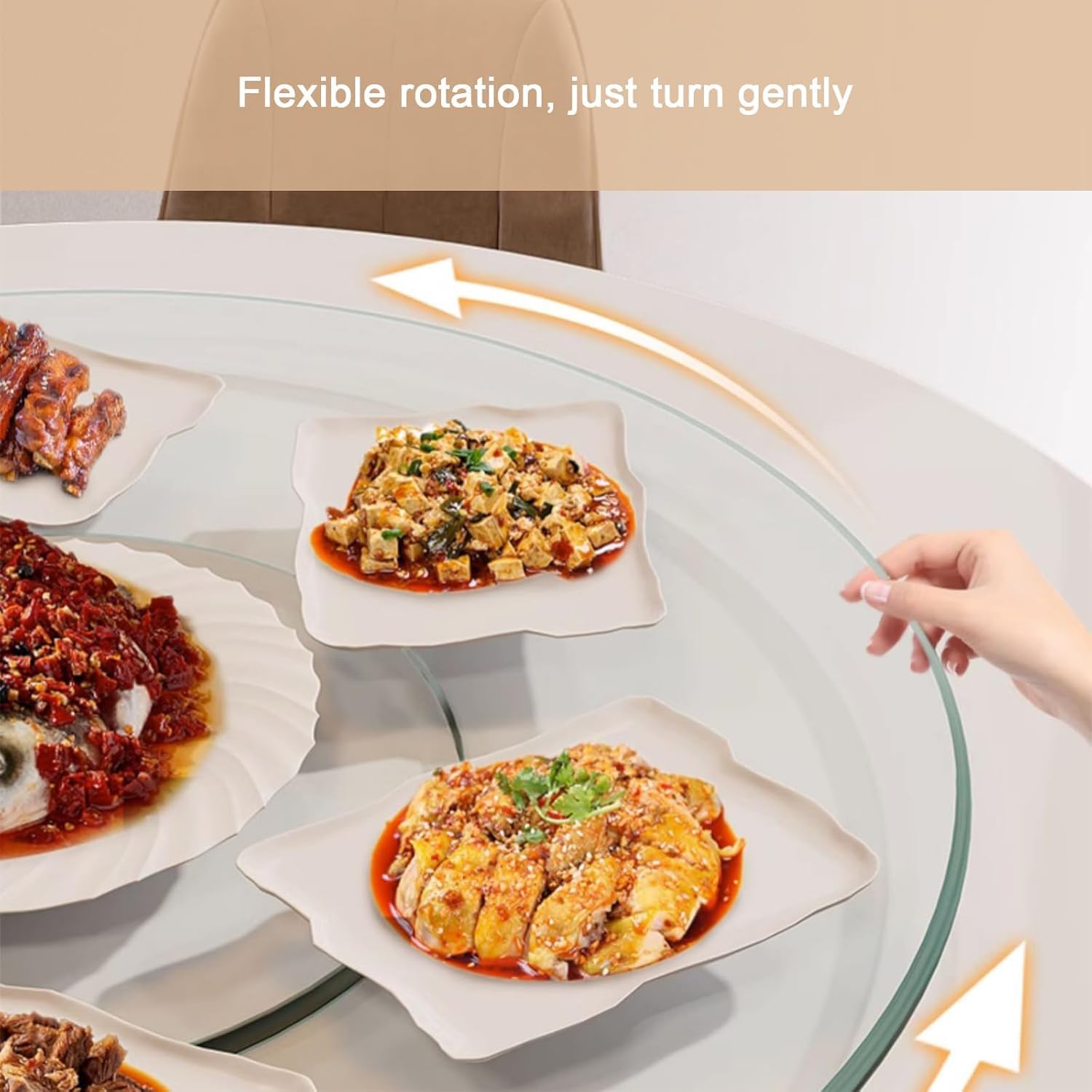 Plateau tournant Lazy Susan, écran en verre trempé, roulement en alliage d'aluminium pour cuisine et salle à manger, idéal pour partager facilement les aliments
