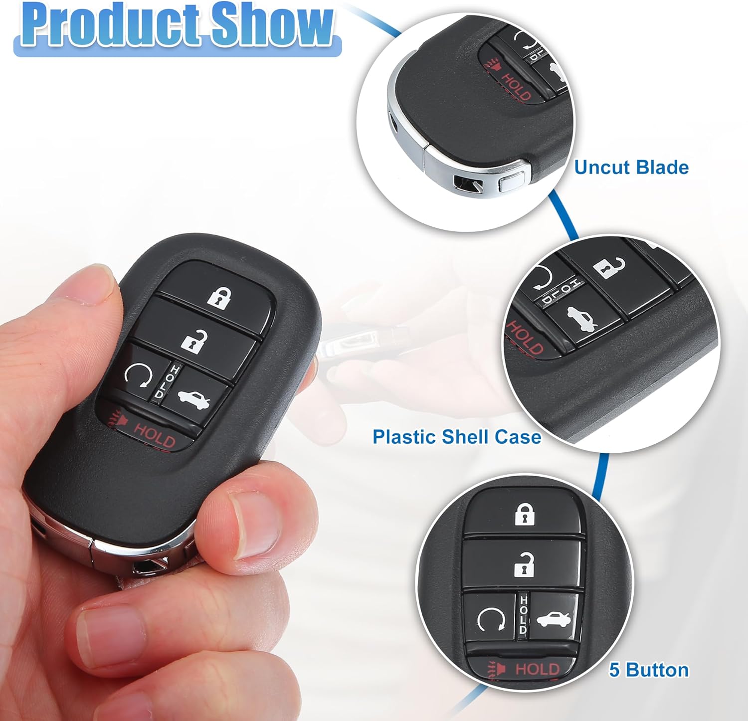ACROPIX 433 MHz Keyless Entry Remote Key Fob Fit for Honda Accord 2022 for Honda Civic 2022-2023 KR5TP-4 - Pack of 1 Black
