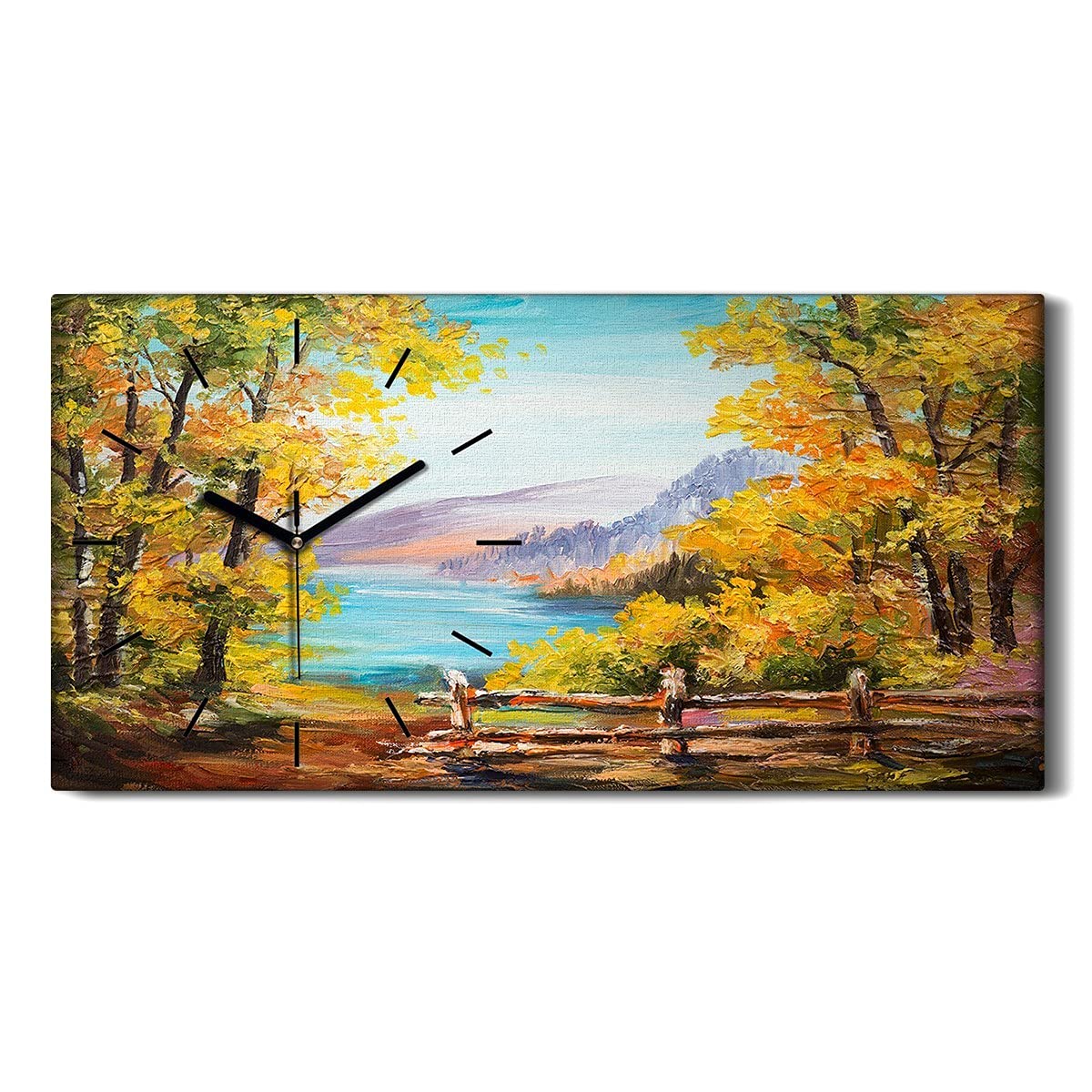 Horloge sur Toile Mains Noires Design Moderne Paysage de Mer