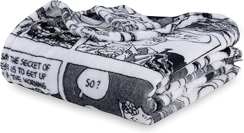 Miniatura 10 de Berkshire Blanket Peanuts VelvetLoft - Manta de felpa de Snoopy de gran tamaño para niños, maní regular con poses de casa de perro y lunares gris