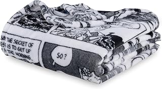 Berkshire Blanket Peanuts® VelvetLoft® Cute Character Snoopy Plush Oversized Throw Blanket, I'm Up! Peanuts Comic Strips White (50in x 60in)