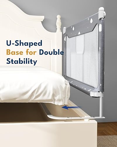 Miniatura 9 de FAMILL Riel de cama para niños pequeños, protector plegable de montaje en 2 minutos para bebé, rieles de cama para niños pequeños adecuados para
