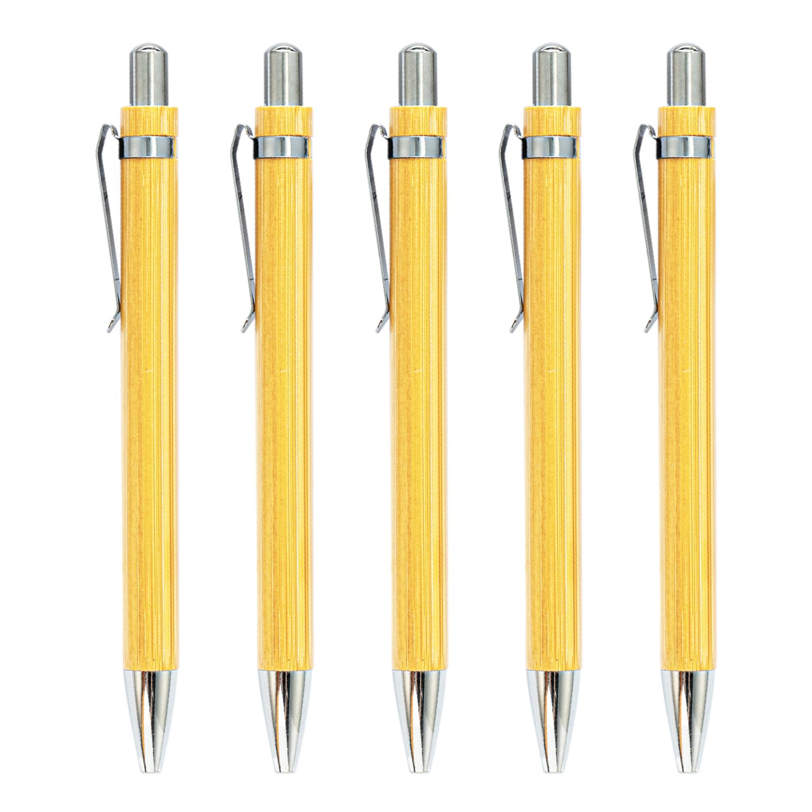 Newwyt Bamboo Wooden Retractable Ballpoint Pen Black Ink 1mm Pens Engraved Journaling Pen Refills Products Set Pens for Gifts Metal