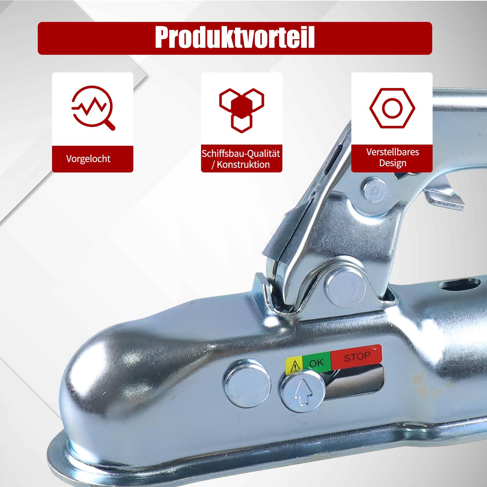 Universal Anhängerkupplung 60mm Kugelkupplung rund 800kg,Zugkugelkupplung 50mm Kugelkopf für PKW, Anhänger, Bootstrailer und Freizeitanhänger