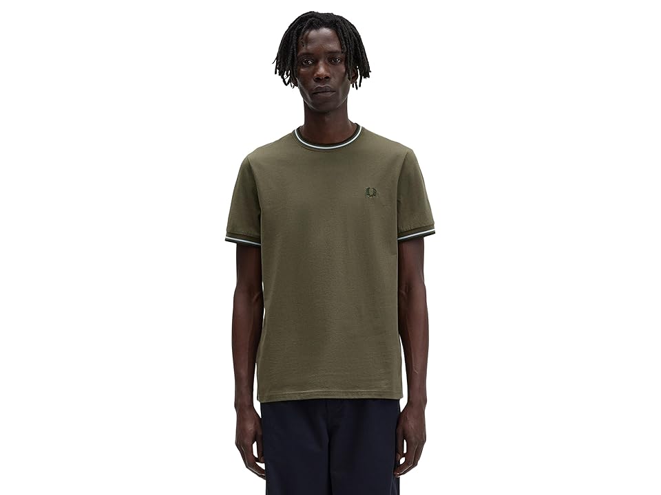 Fred Perry Twin Tipped Ringer T-Shirt (Uniform Green) Men's T Shirt INTERNATIONAL SHIPPING