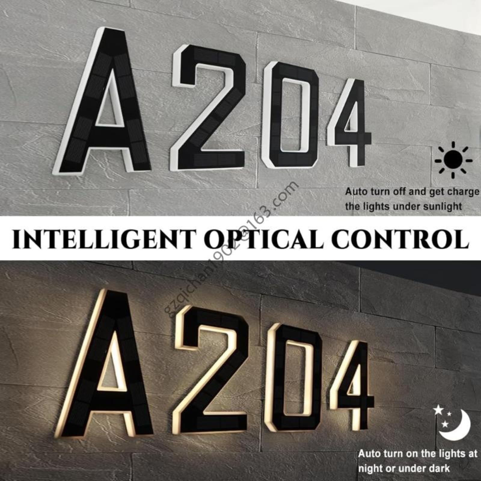 Hausnummernschild, Sonnenaktiviertes LED-Adressschild mit Lichterkennung und Konstruktion zur Hauskennzeichnung X7AB(9)