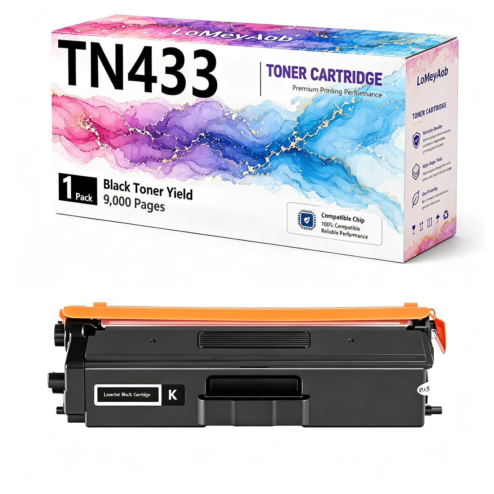 Cartuccia di toner TN433, sostituzione nera ad alta resa per la stampante Brother LaserJet HL-L8260CDW L8360CDW L8360CDWT L9310CDW L8610CDW L8895CDW L8900CDW, 9000 pagine ,1Pack
