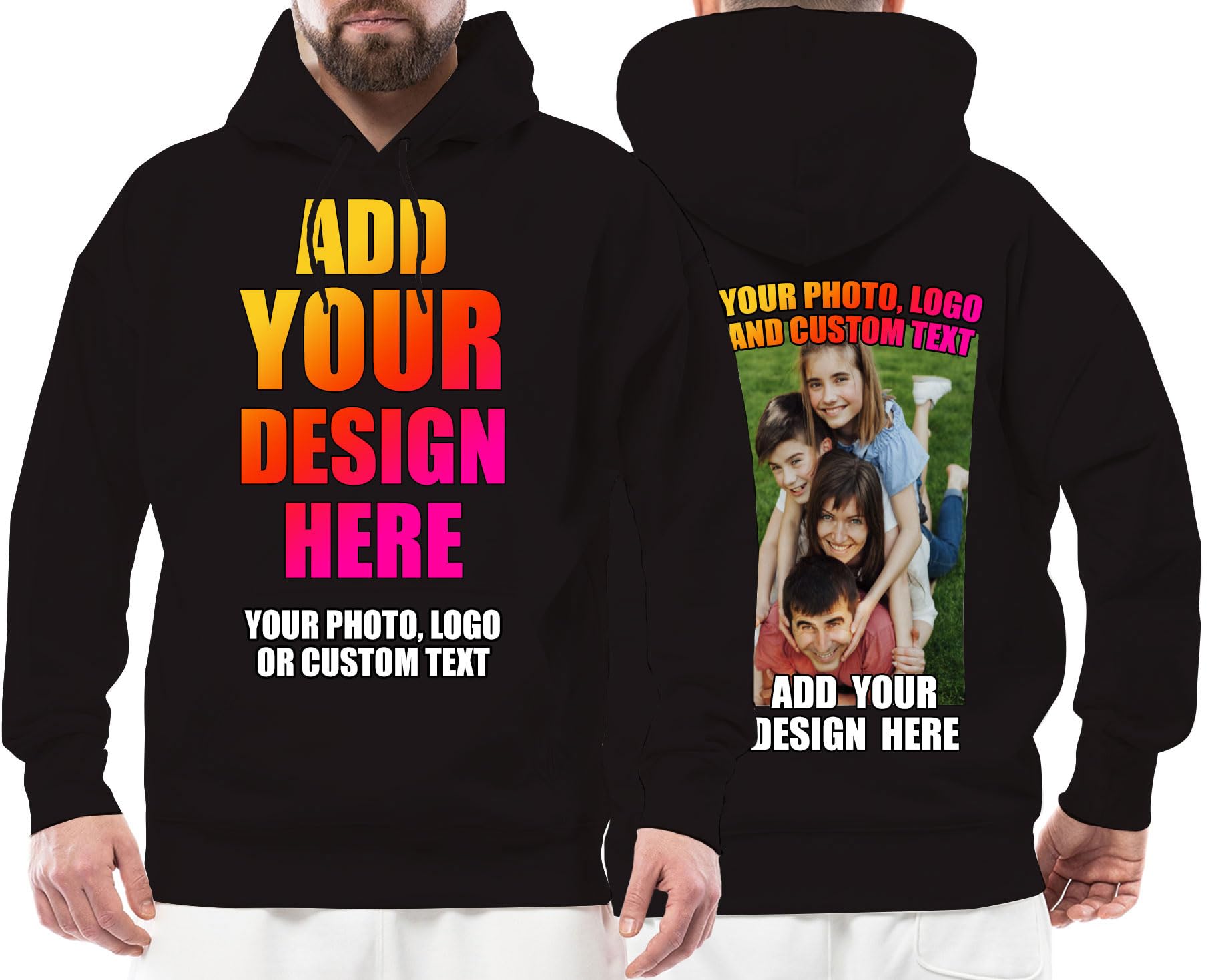 Sweat-Shirt Unisexe Personnalisé avec Photo, Logo, Texte personnalisé, ou Sweat-Shirt Uni à Manches Longues, Coupe Classique pour Hommes Femmes, sans Impression