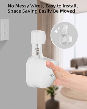 COOLWUFAN 1 Pack Outlet Wall Mount Holder for Eero 6 and Eero 6+ | Wall Mount Holder Stand Bracket for Eero 6, Eero 6+, Built-in Cord Storage, No-Drill Outlet Installation