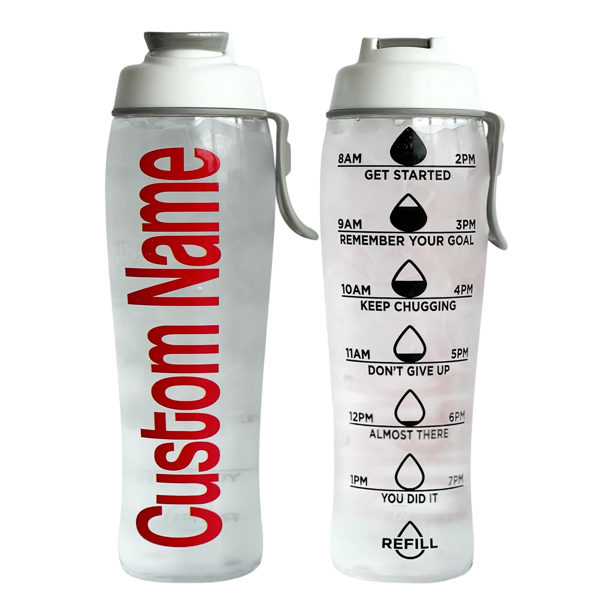 50 Strong Custom Water Bottle with Time Markers – Personalized 30 oz BPA-Free Leakproof Bottle with Chug Cap & Easy-Carry Handle – Made in USA