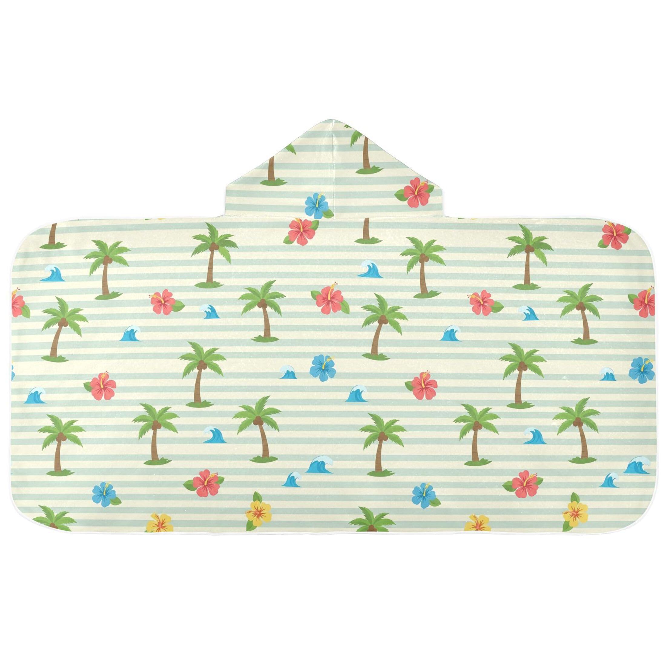 Fuauuyl Coconut Trees Hibiscus Hooded Baby Bath Towel Soft & Breathable Towel for Newborns Infants Toddlers, Nursery Essential