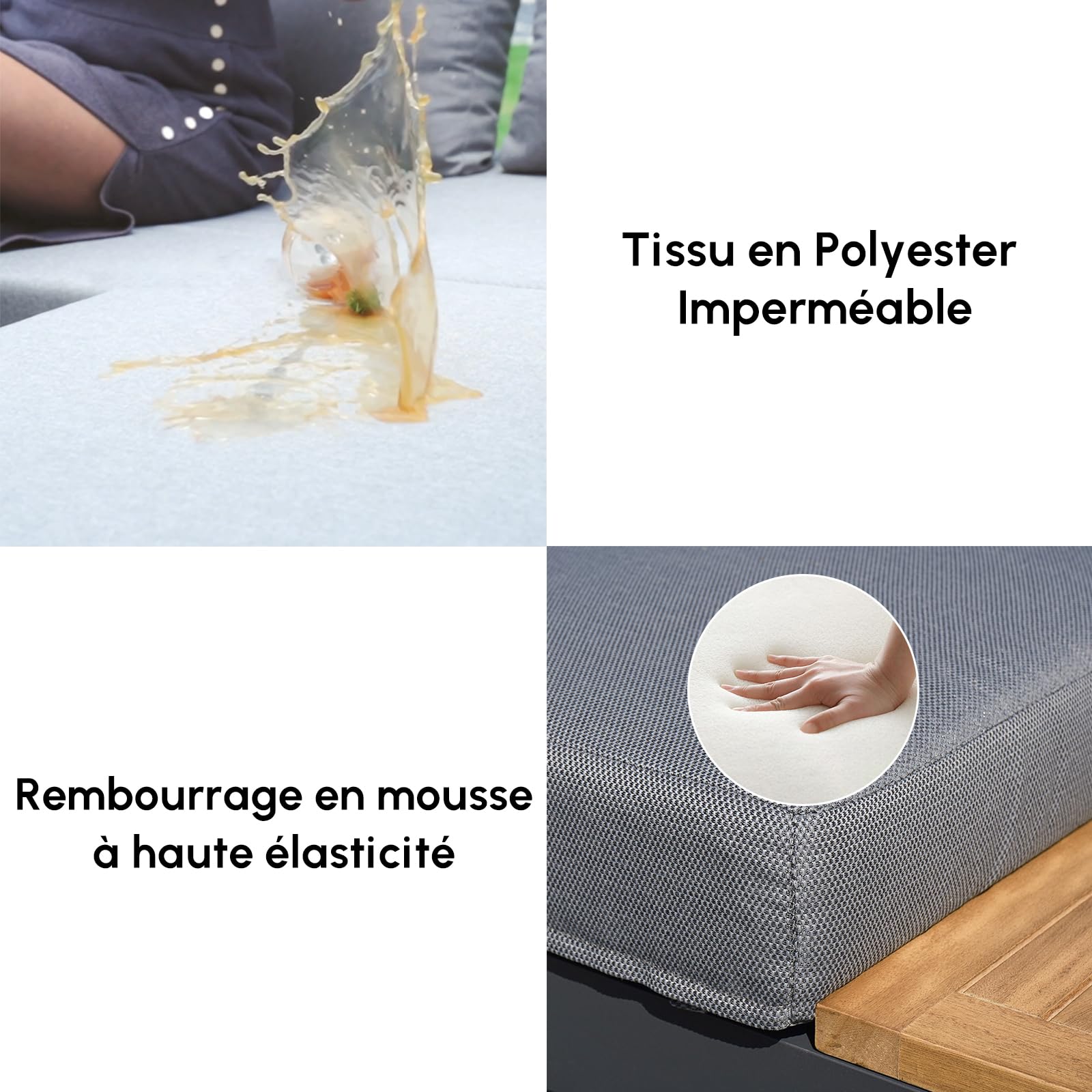 Homary Salon de Jardin Extérieur 6 Places Modulable Aluminium & Teck