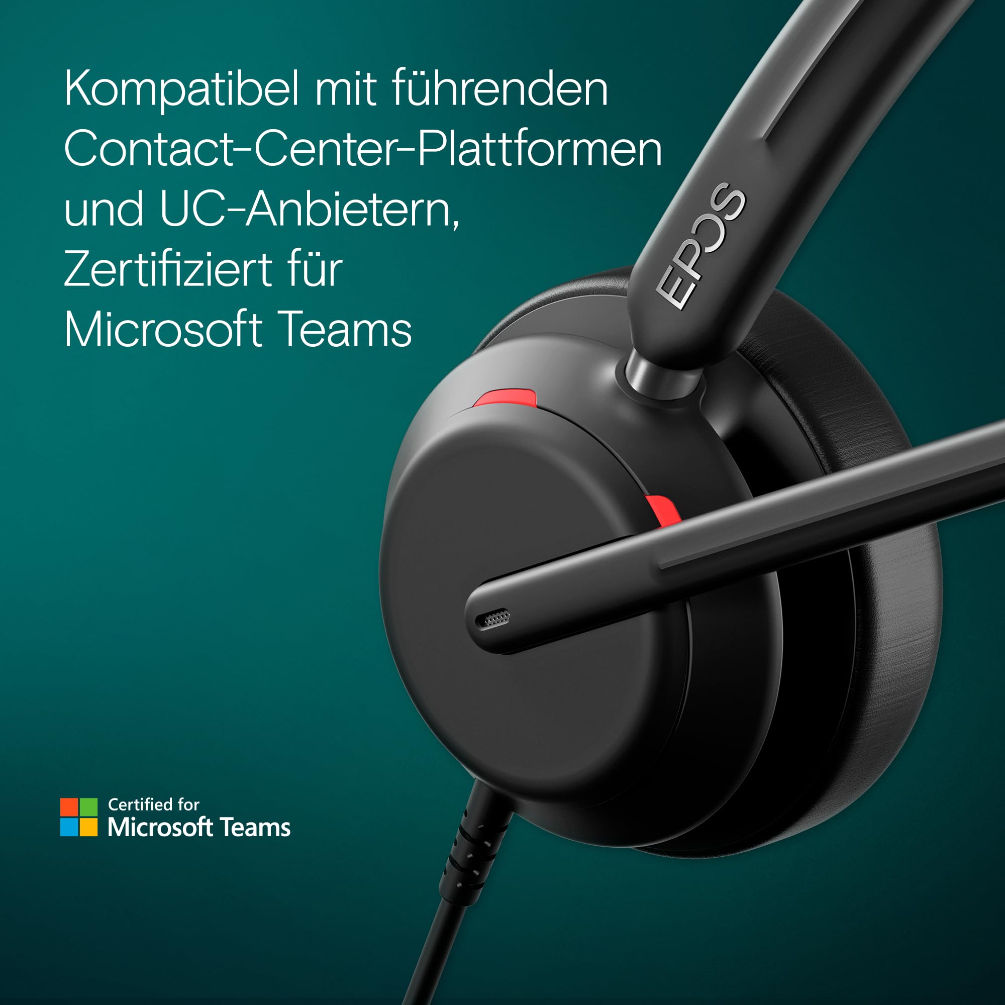 EPOS IMPACT 730T - Mono kabelgebundenes USB-C & USB-A-Headset für PC mit Noise-Cancelling-Mikrofon, Microsoft Teams zertifiziert, In-Line-Steuerung, bequeme Passform, ideal für Büro- & Remote-Arbeit