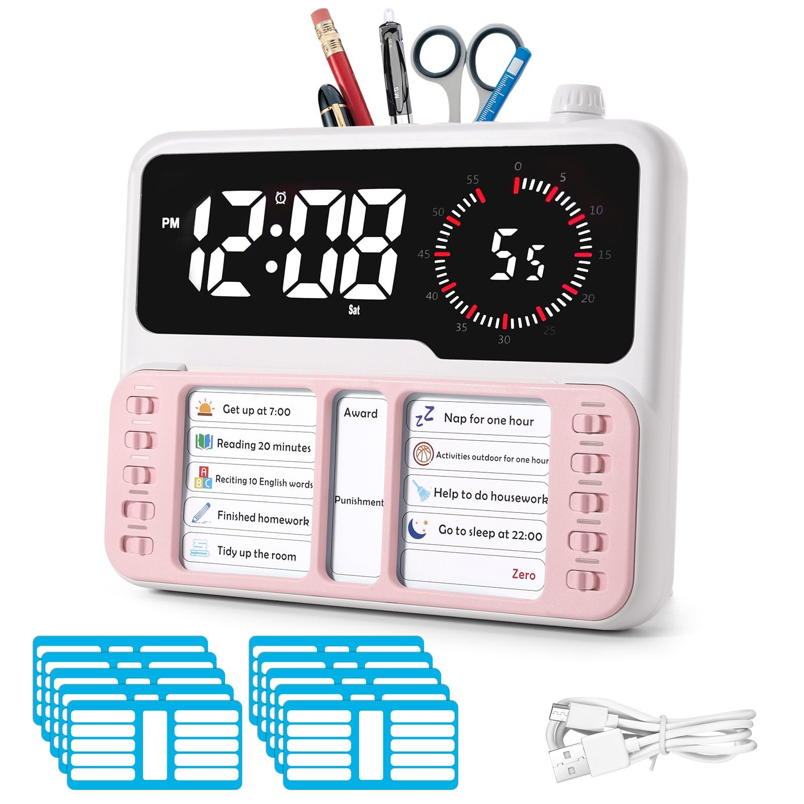 Minuteur visuel enfants et adultes avec alarme et tableau de planification