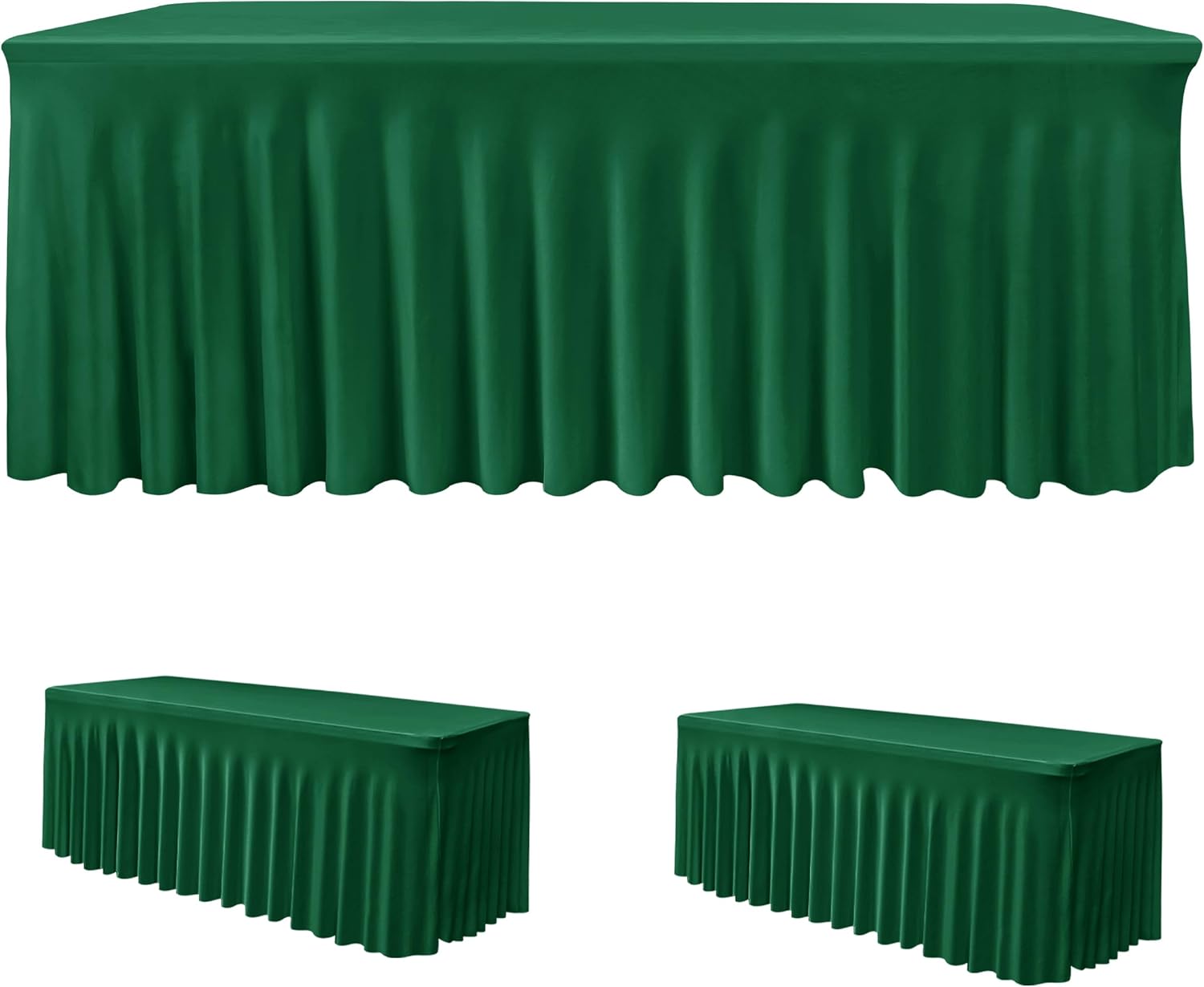 HolidayIdeas 2 Pack Hunter Green Spandex Tablecloth for 4 Foot Table, Fitted Stretch Cover for Christmas Party Decorations Hunter Green 24x48 Inch| 2 Pack