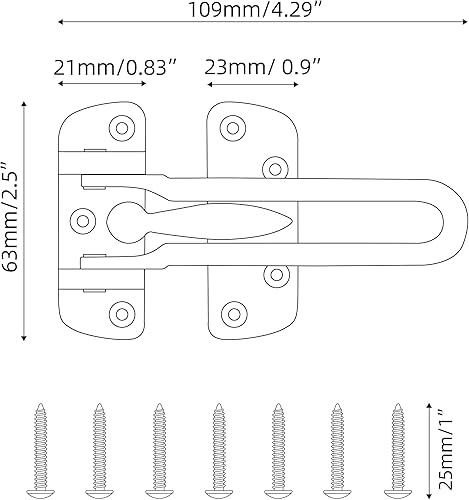 Miniatura 5 de HASWARE Barra de seguridad para el hogar, cerradura de puerta antirrobo de aleación negra para puerta delantera e interior, tope de puerta de