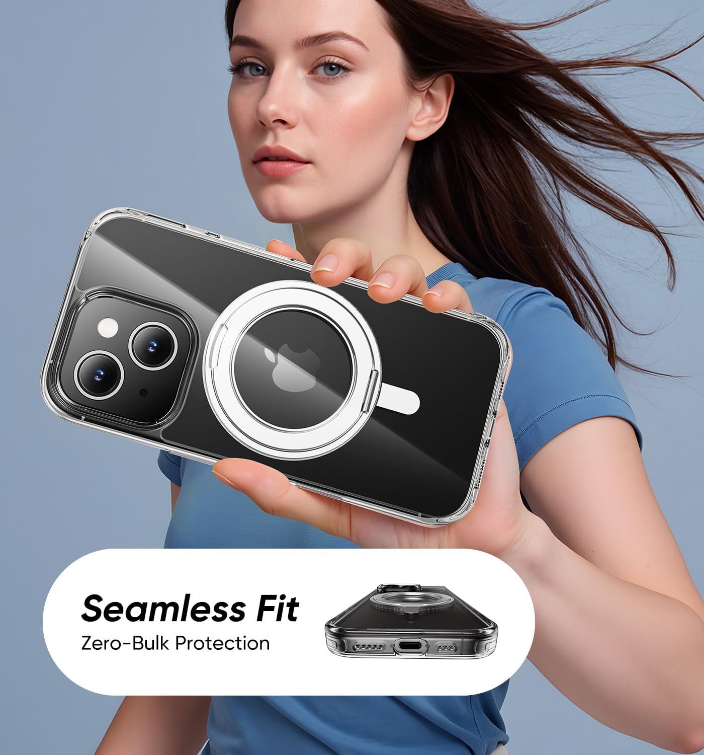 MAGIC JOHN for iPhone 15 Case 360° Rotatable Magnetic Invisible Stand, Fit for MagSafe 15 Phone Case, 16FT Military Grade Shockproof for iPhone Case with Kickstand, Clear - Image 8