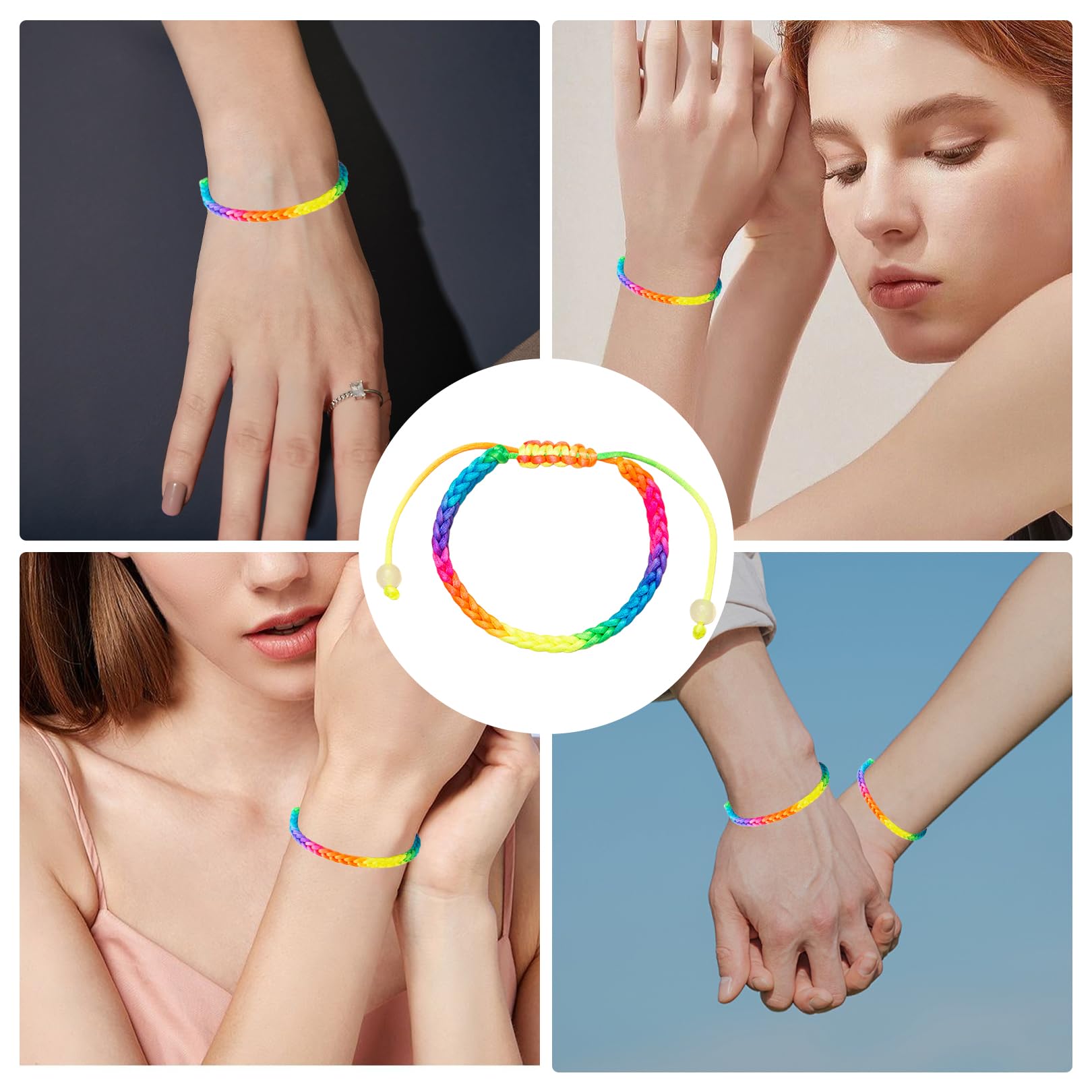 Pulseras trenzadas de la amistad ajustables para niños, niñas, mujeres y hombres