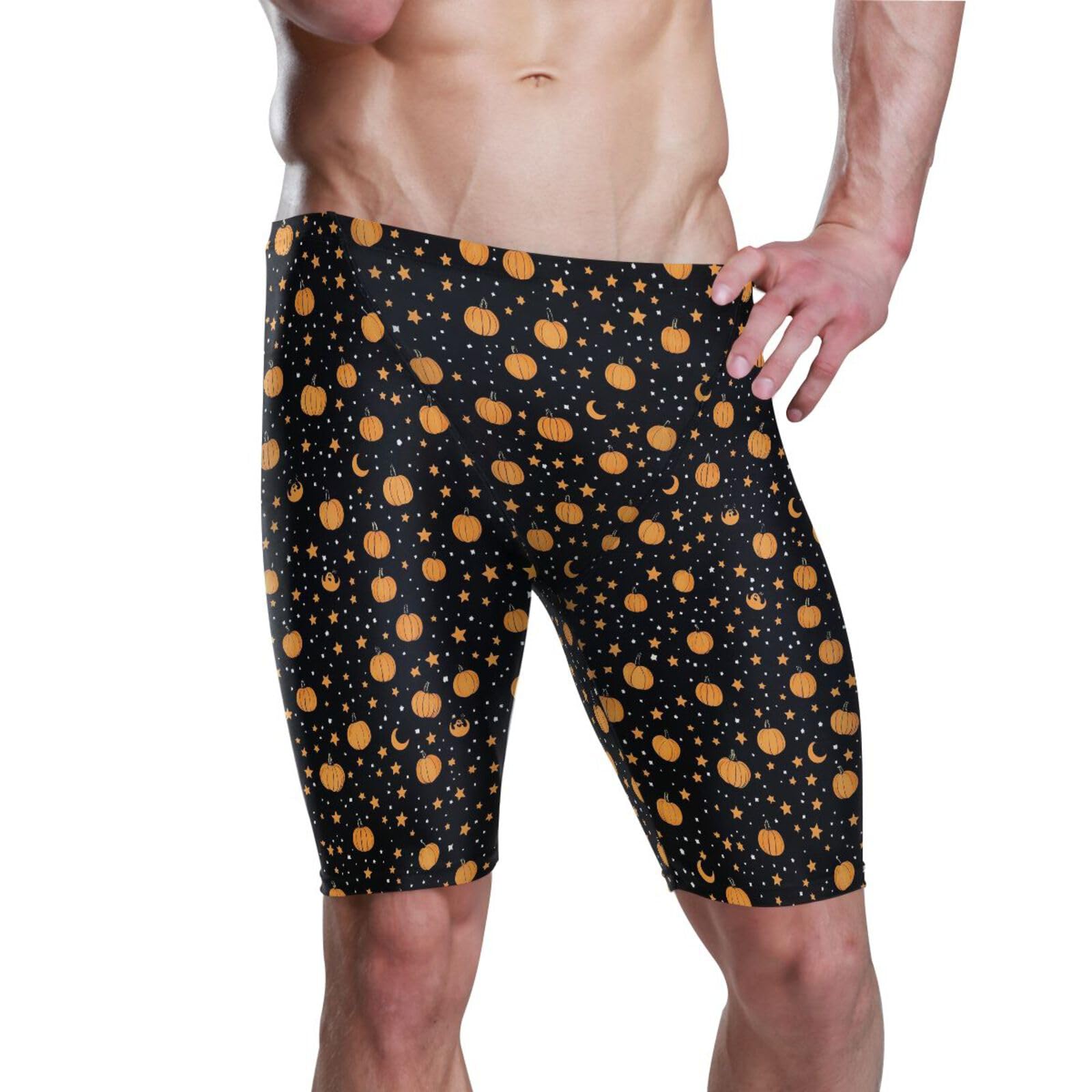 UMIRIKO Halloween Pumpkin Swim Jammers for Men Swimsuits Athletic Swimwear 3XL 202b8231