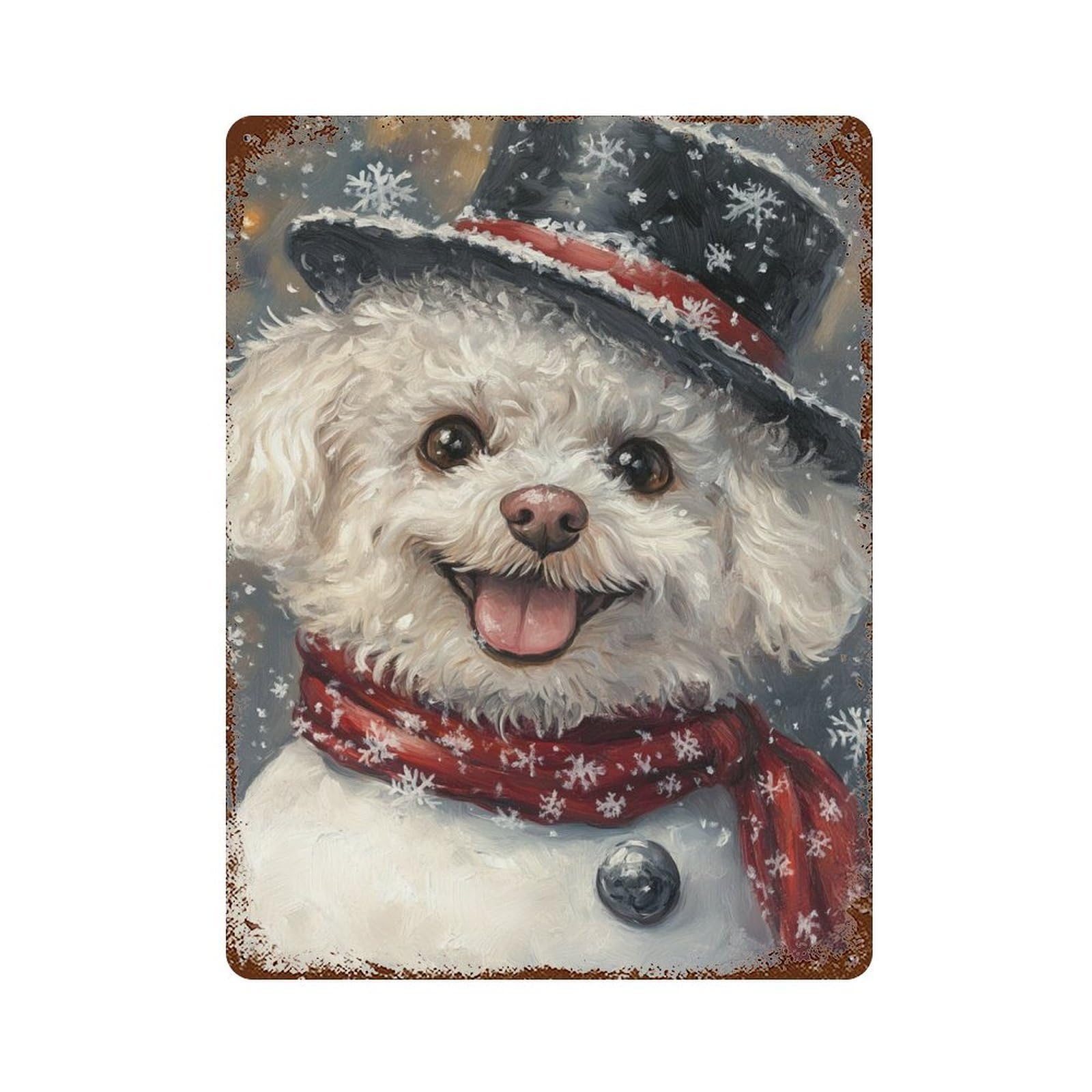 Winter Wonderland Pup Retro Metal Sign 15.7"x11.8", Novelty Wall Decor for Farmhouse, Kitchen And Entryway Decor