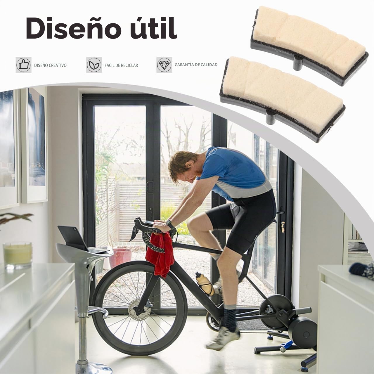 CLISPEED Pastillas De Freno para Bicicleta Estática Y Spinning Almohadilla De Fieltro Antideslizante Piezas De Freno para Ejercicio Fácil Instalación 3.62 X 1.25 X 0.98In 1 Par