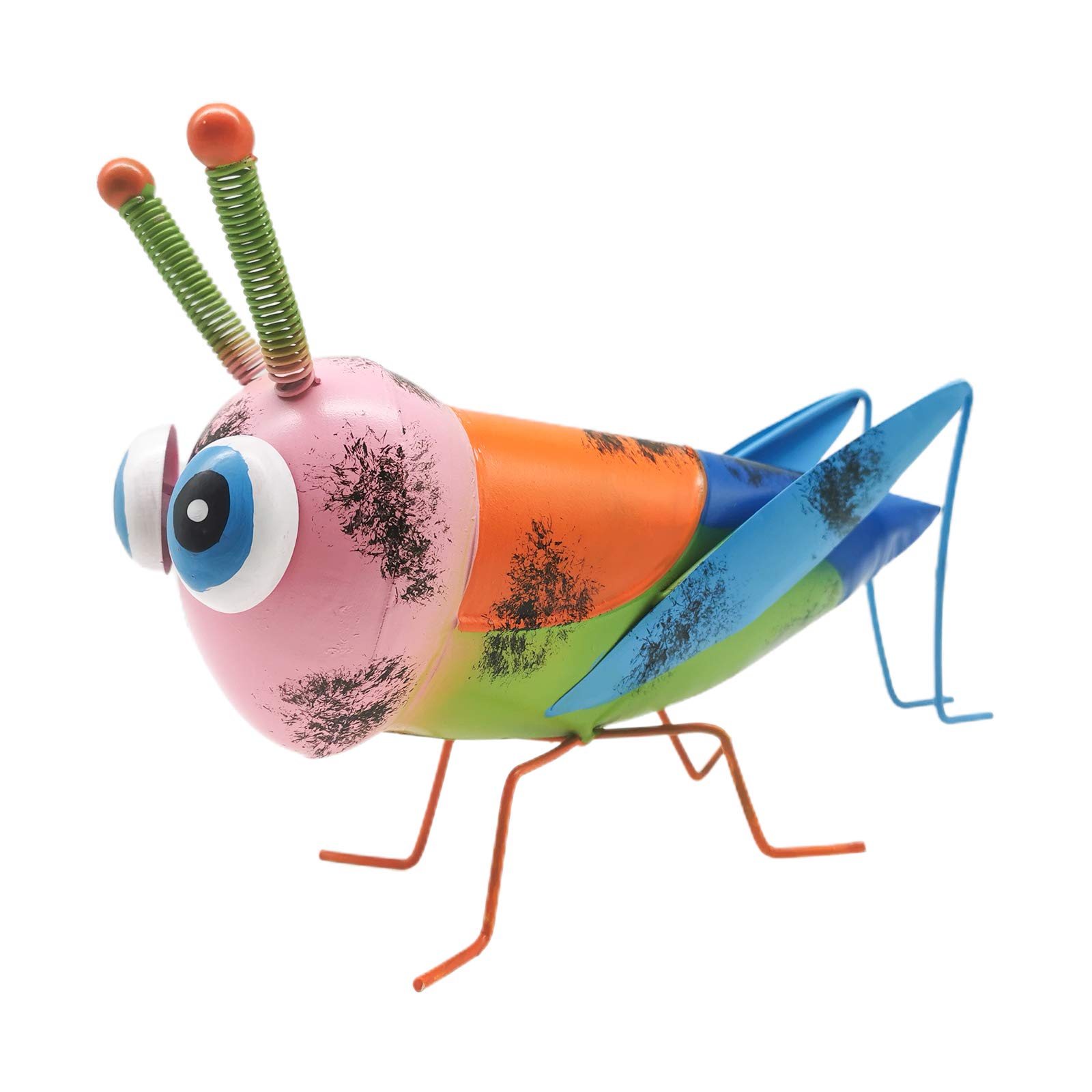 BOTINDOMetal Yard Art Garden Statues Grasshopper Figurines Décor Praying Mantis Locust Statues Ornaments for Outdoor Patio Lawn Decorations 9.5Inch (Pink)