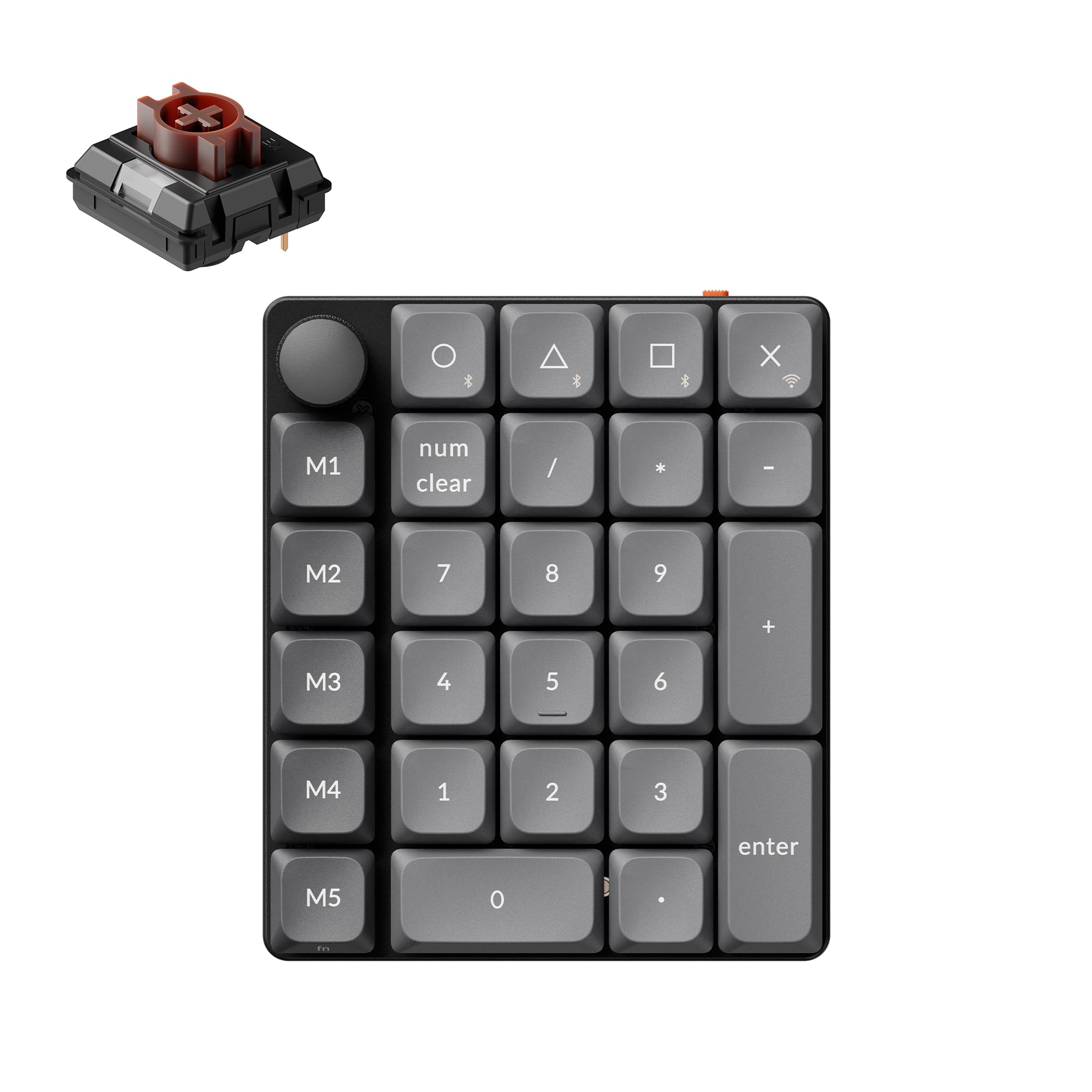 Keychron K0 MAX Teclado Numérico Inalámbrico Low-Profile, 27 Teclas, 1000Hz Polling Rate, Numpad Programable, 2,4 GHz/Bluetooth 5.3 / USB-C, Knob, Intercambiable en Caliente, Interruptore Marrone
