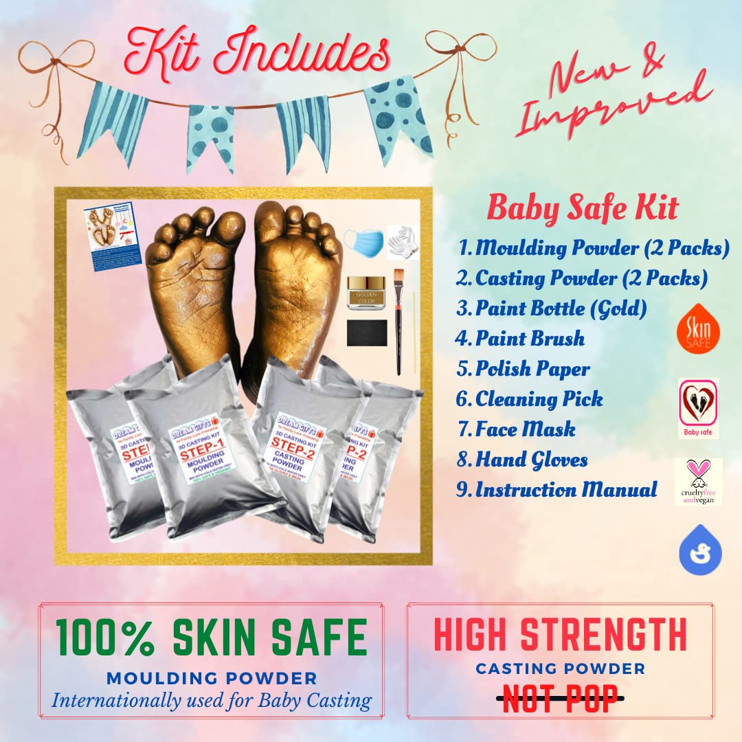 Dream Gifts Baby, Couple, Family Hands & Feet 3D Moulding & Casting Powder Kit | Ideal for Newborns, Toddlers, Kids, Couples, Families, Pet Owners 1
