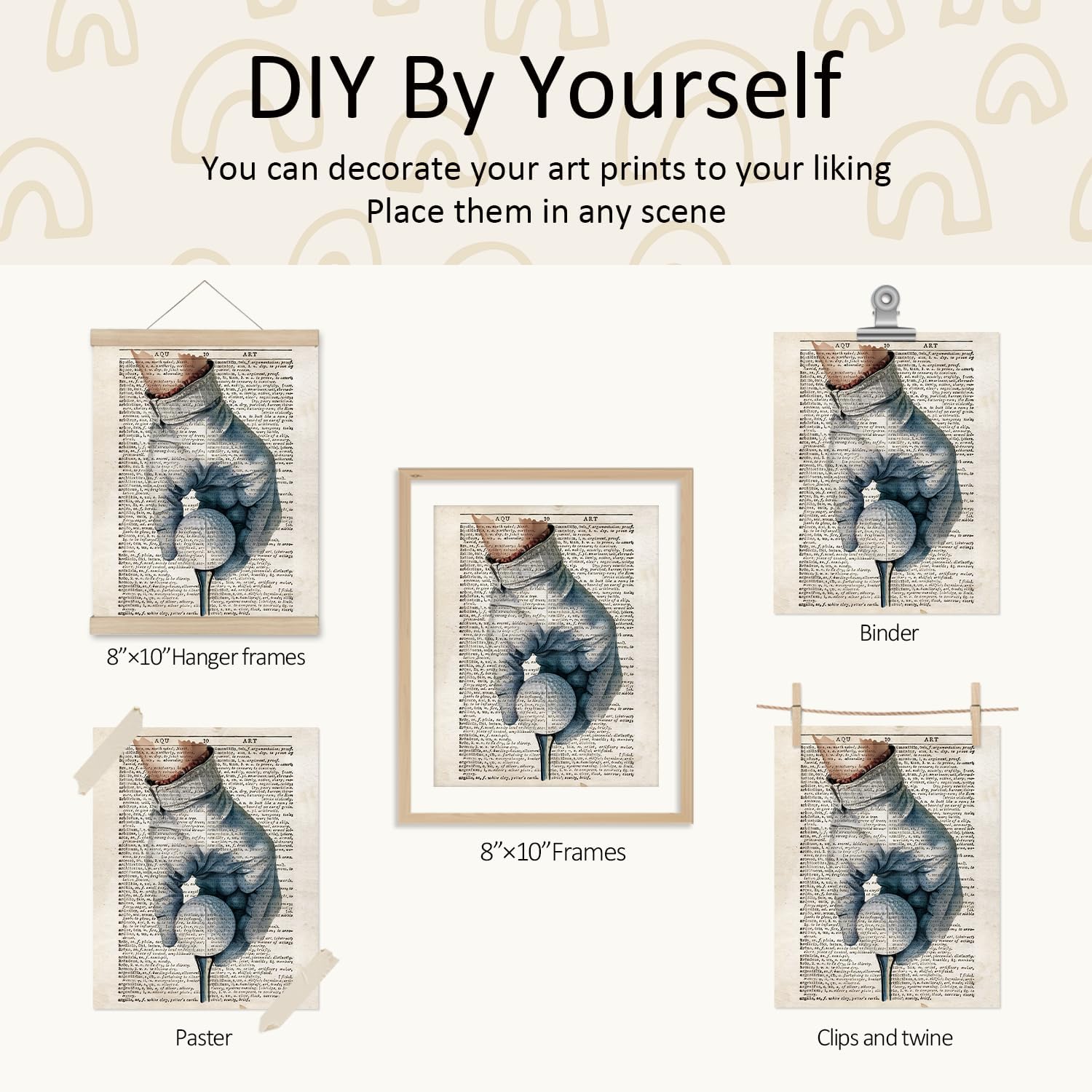 VONTP Golf Wall Art Decor, Golf Room Decor, Golfing Golfer Sports Retro Prints Poster Wall Decorations for Kids Boys Bedroom Man Cave Playroom, 8x10 Set of 4 (Unframed) - Image 6