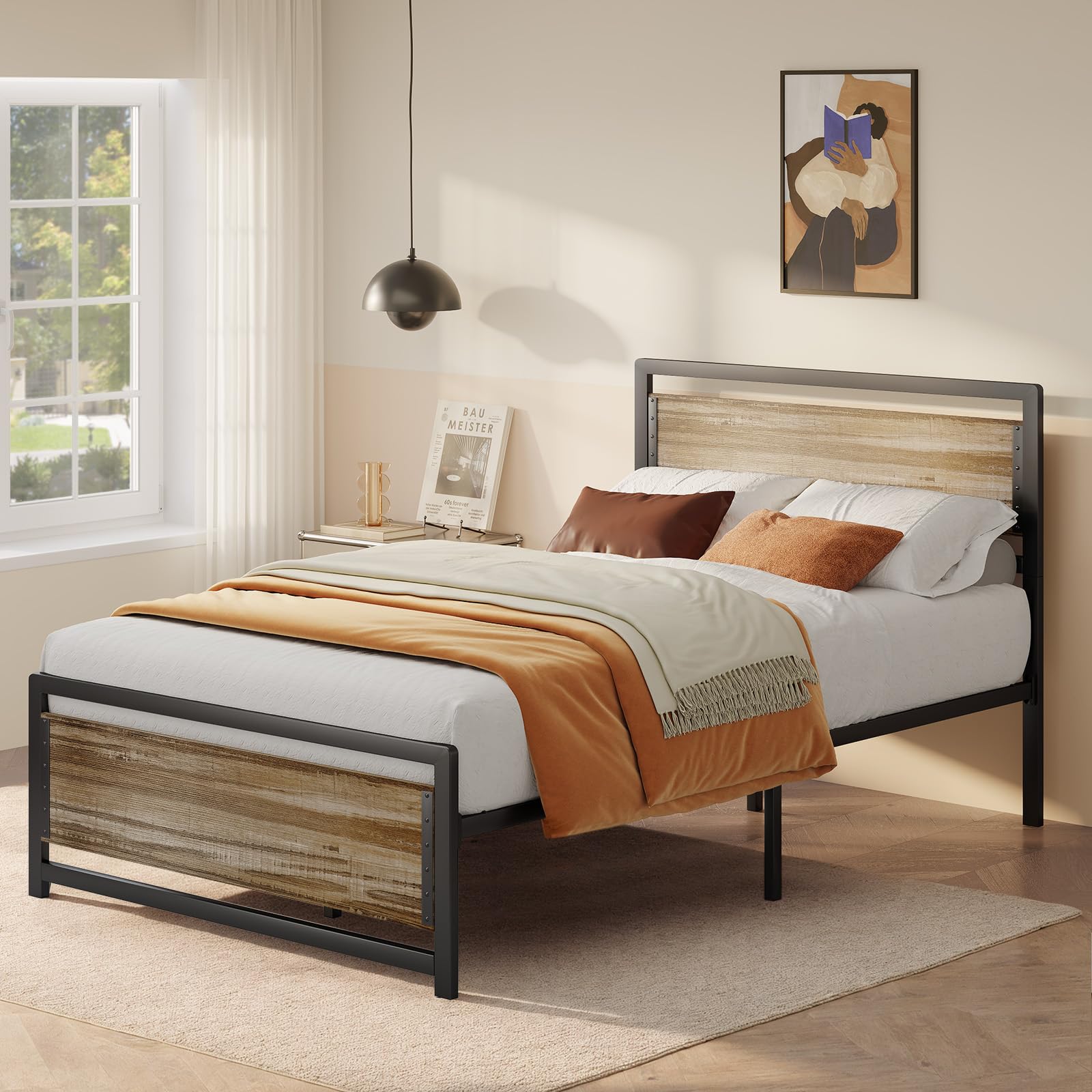 Letto A Piattaforma 120x200 Cm Bealife - Struttura Legno E Metallo