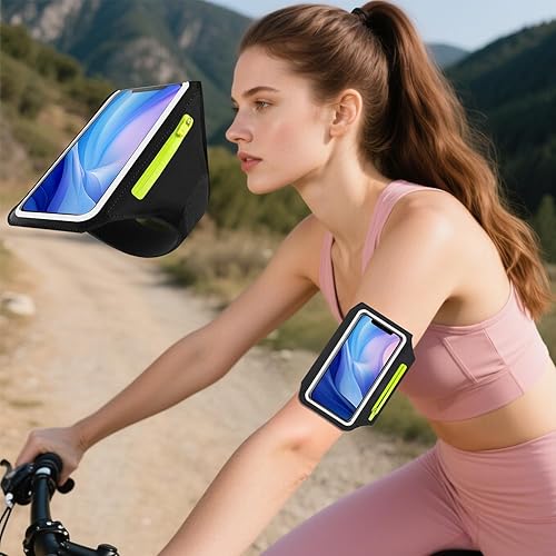 Brazalete para teléfono para correr, soporte para teléfono deportivo con correa ajustable para el brazo, pantalla táctil, bolsillo con cremallera,