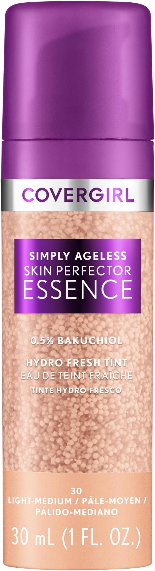 Simply Ageless Skin Perfector Essence Foundation, 30 Light-Medium,Tinted Skincare Makeup Hybrid, Sheer Tint, Radiant Finish, Glowy Finish, Vegan Formula, 1.0oz