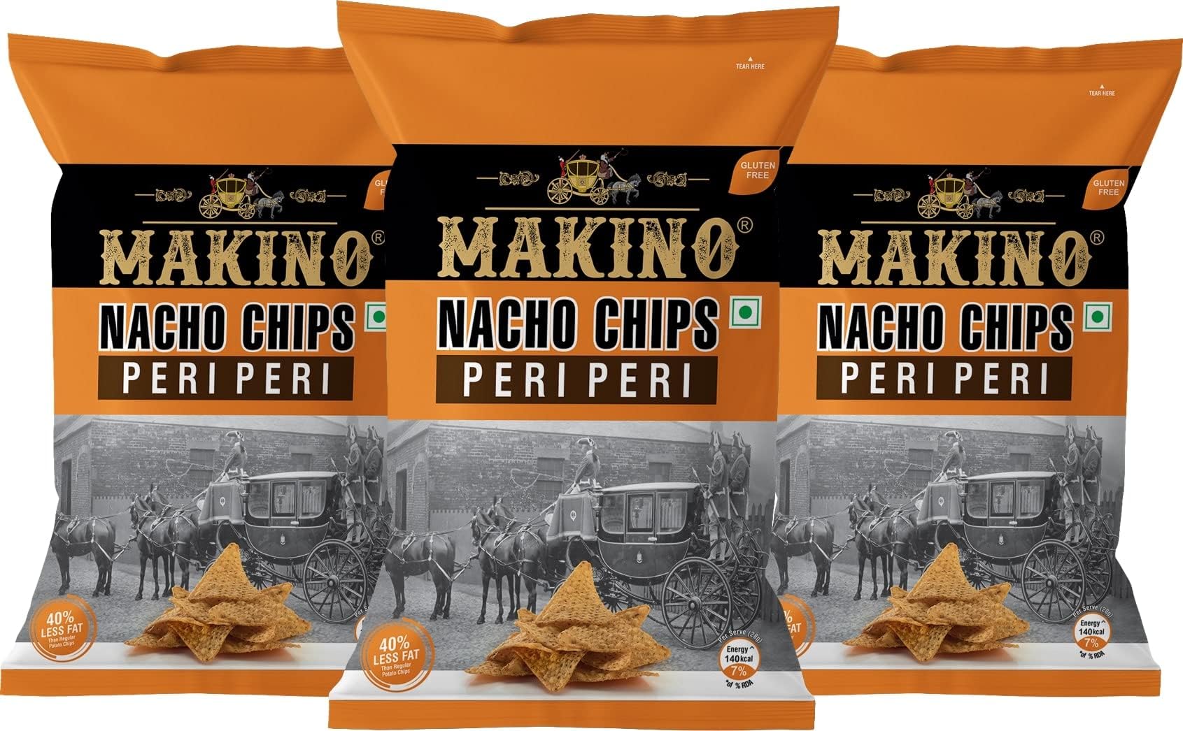 - Nacho Chips Peri Peri Flavour 150 Gram | Tortilla | Healthy | Tasty Savoury Snack | Delicious Nacho Chips | Low Calorie - Pack Of 3