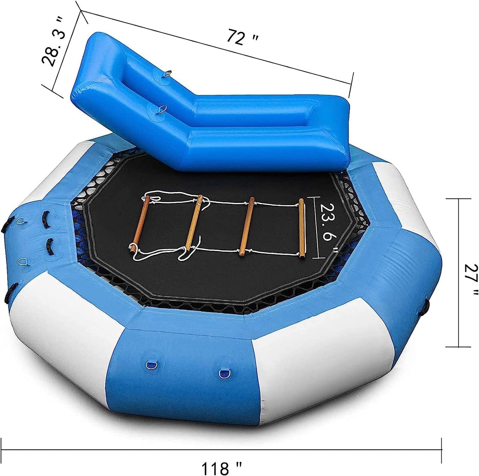 NOWLIN Piattaforma gonfiabile di nuoto dell'acqua del trampolino della spruzzata dell'acqua con scala mobile e scala di sport acquatici, 1.5m/5ft